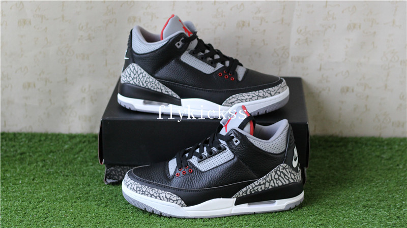 Authentic Air Jordan 3 Retro Black Cements Nike Bottom